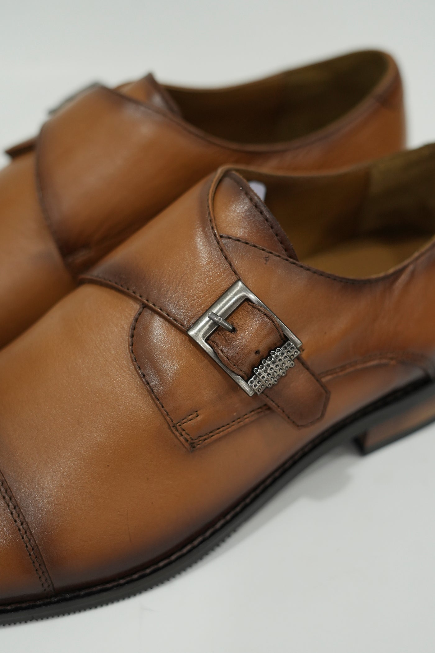 Single Monk Tan Leather Shoe