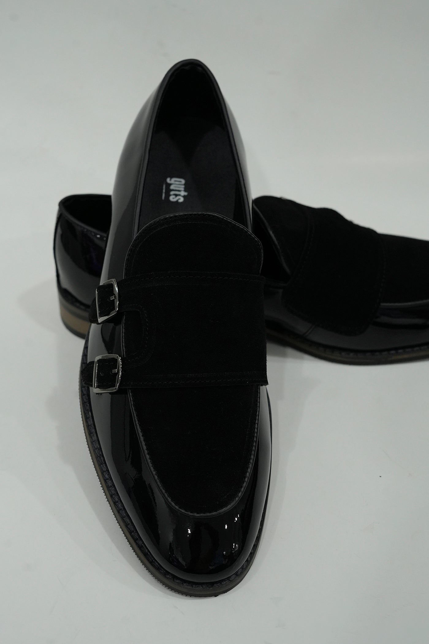 Handcrafted Double Monk Black Shoes