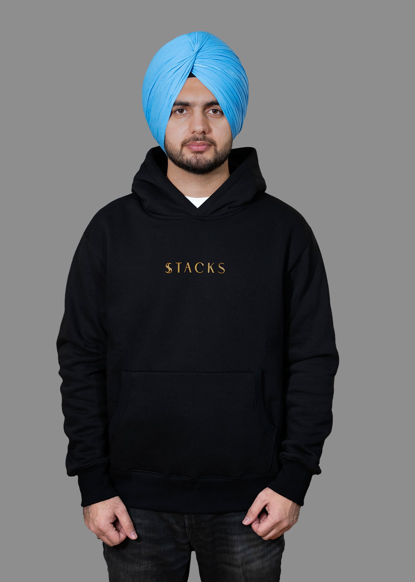 Owl Print Oversized Black Hoodie Men