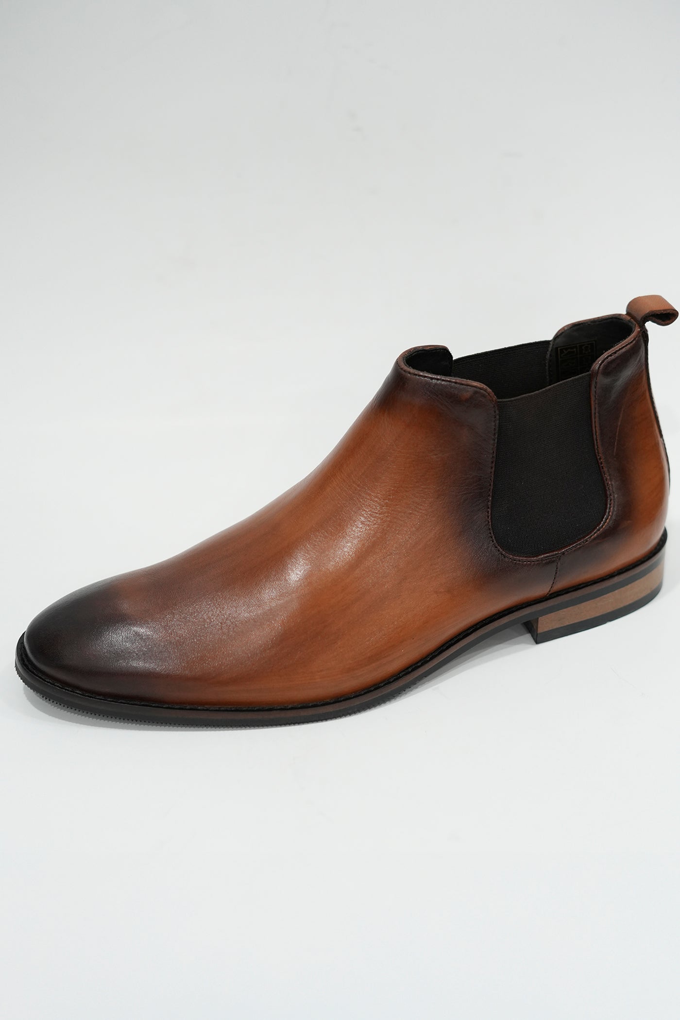 Wood Finish Brown Chelsea Boots