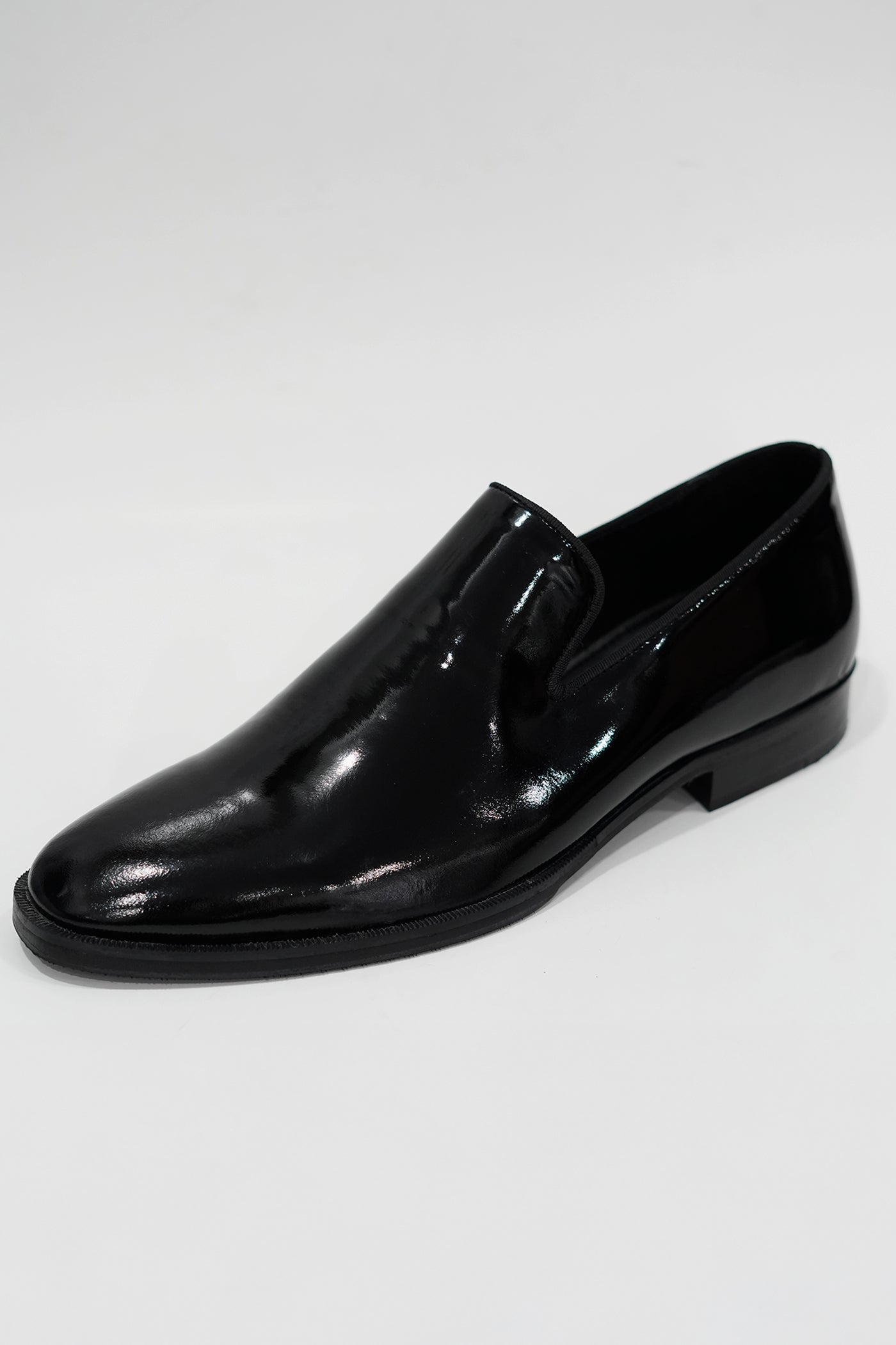 Slipon Wood Black Loafers Patent Leather