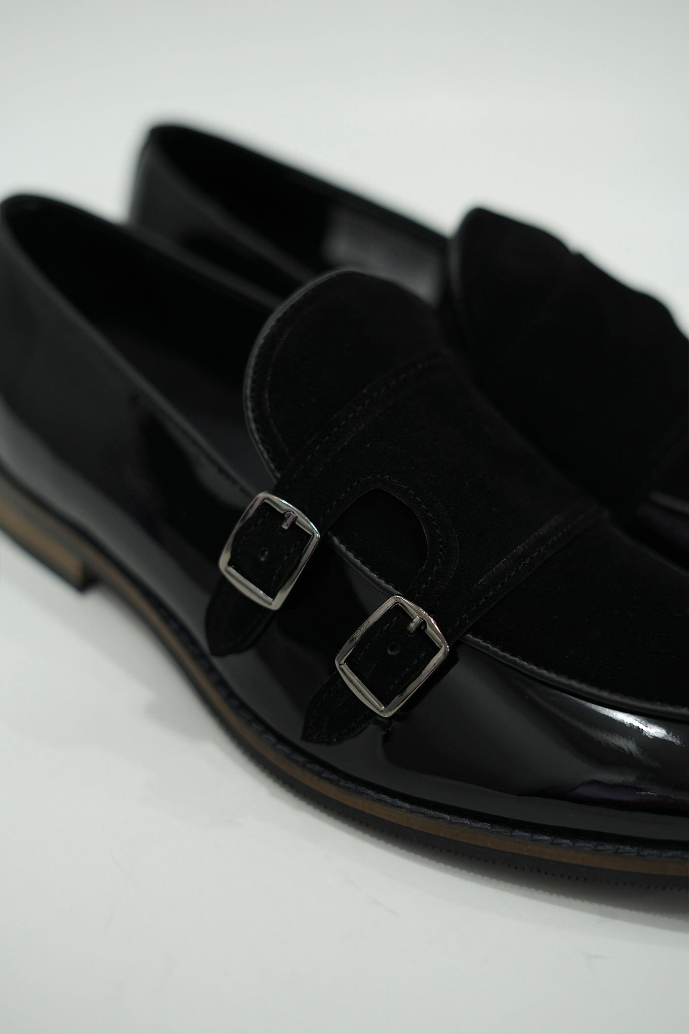 Handcrafted Double Monk Black Shoes