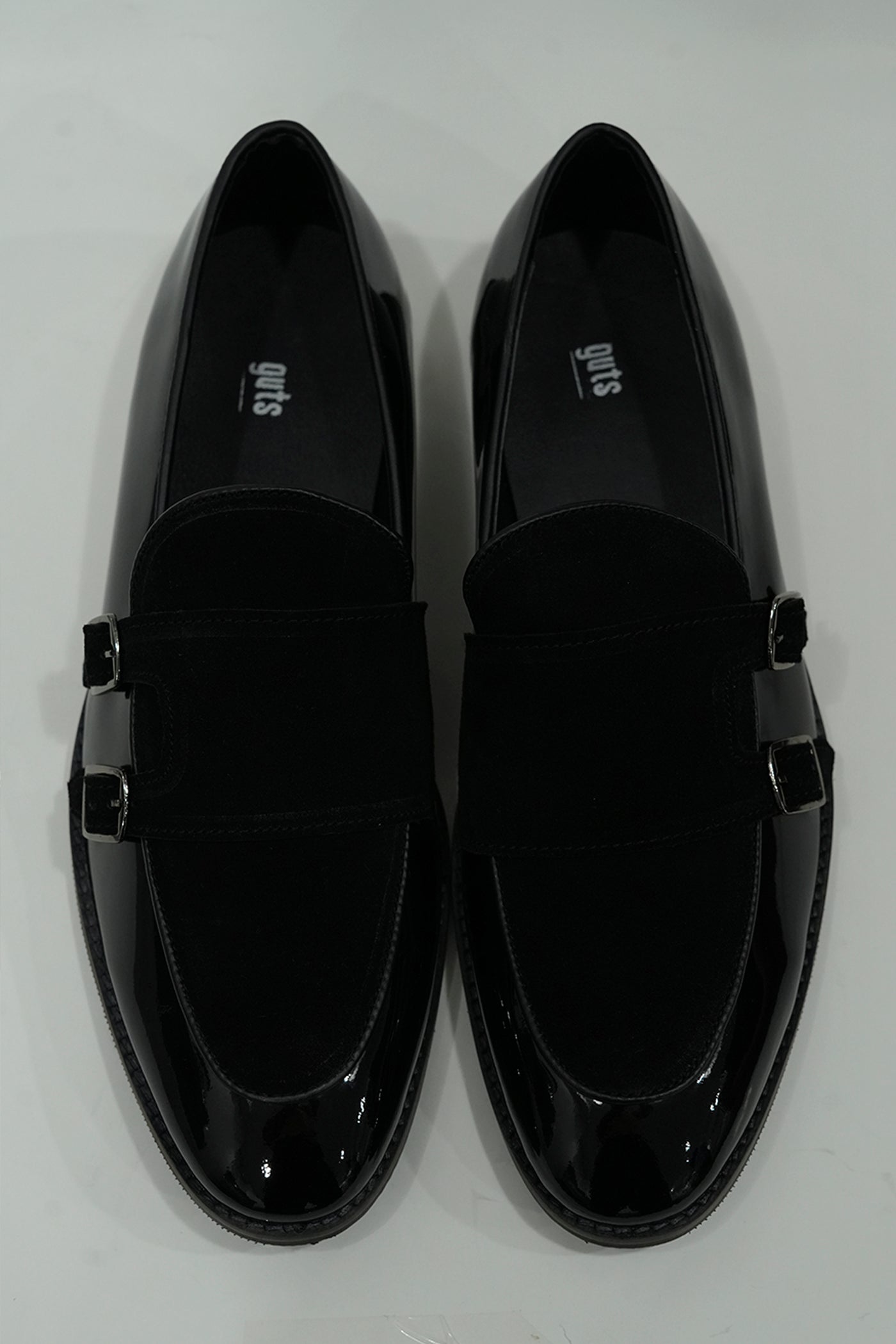 Handcrafted Double Monk Black Shoes