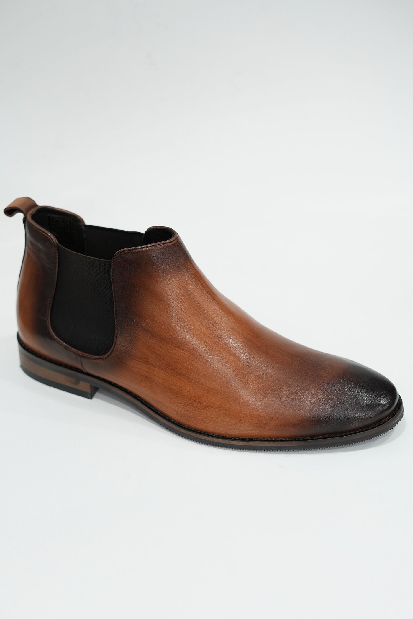 Wood Finish Brown Chelsea Boots