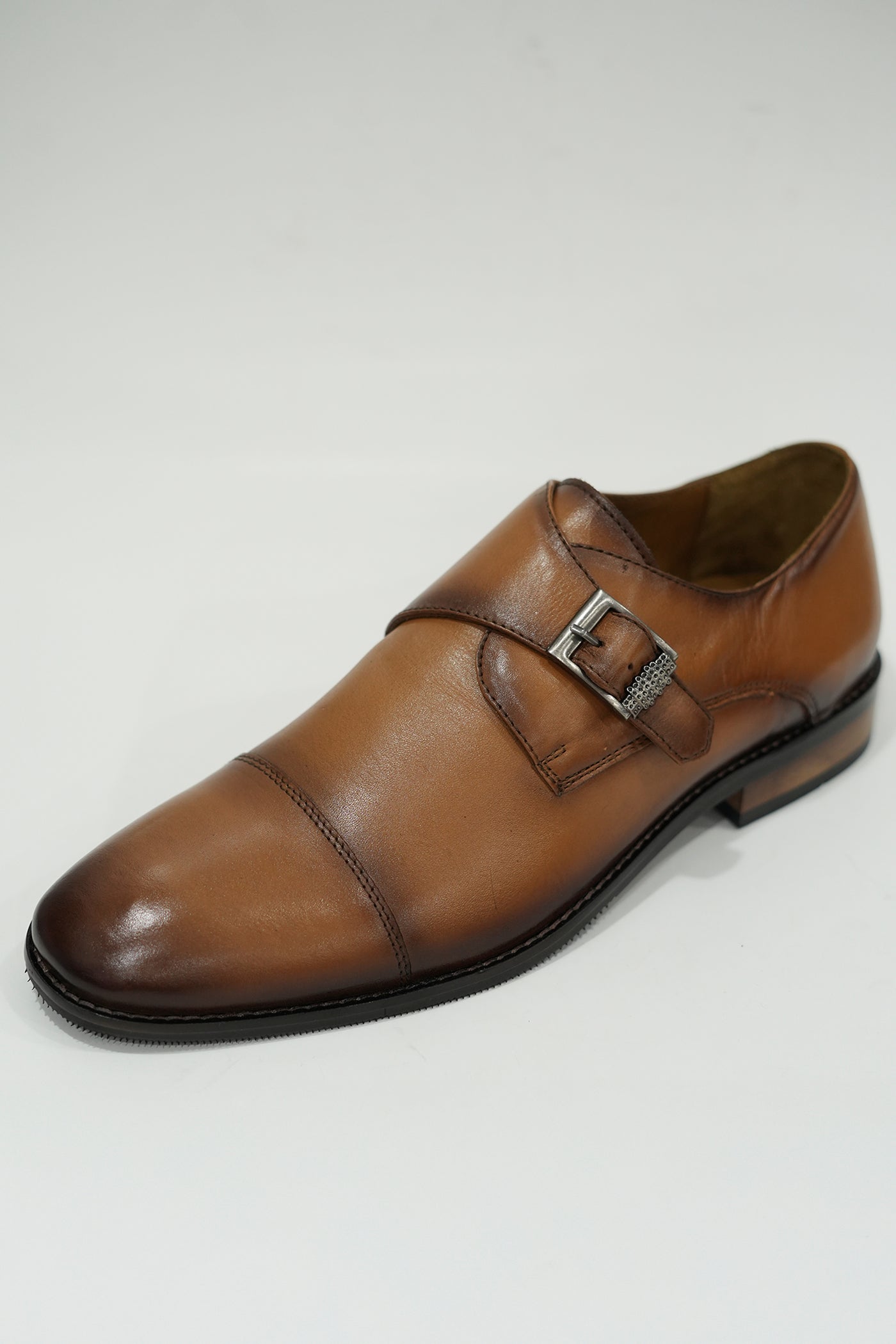 Single Monk Tan Leather Shoe