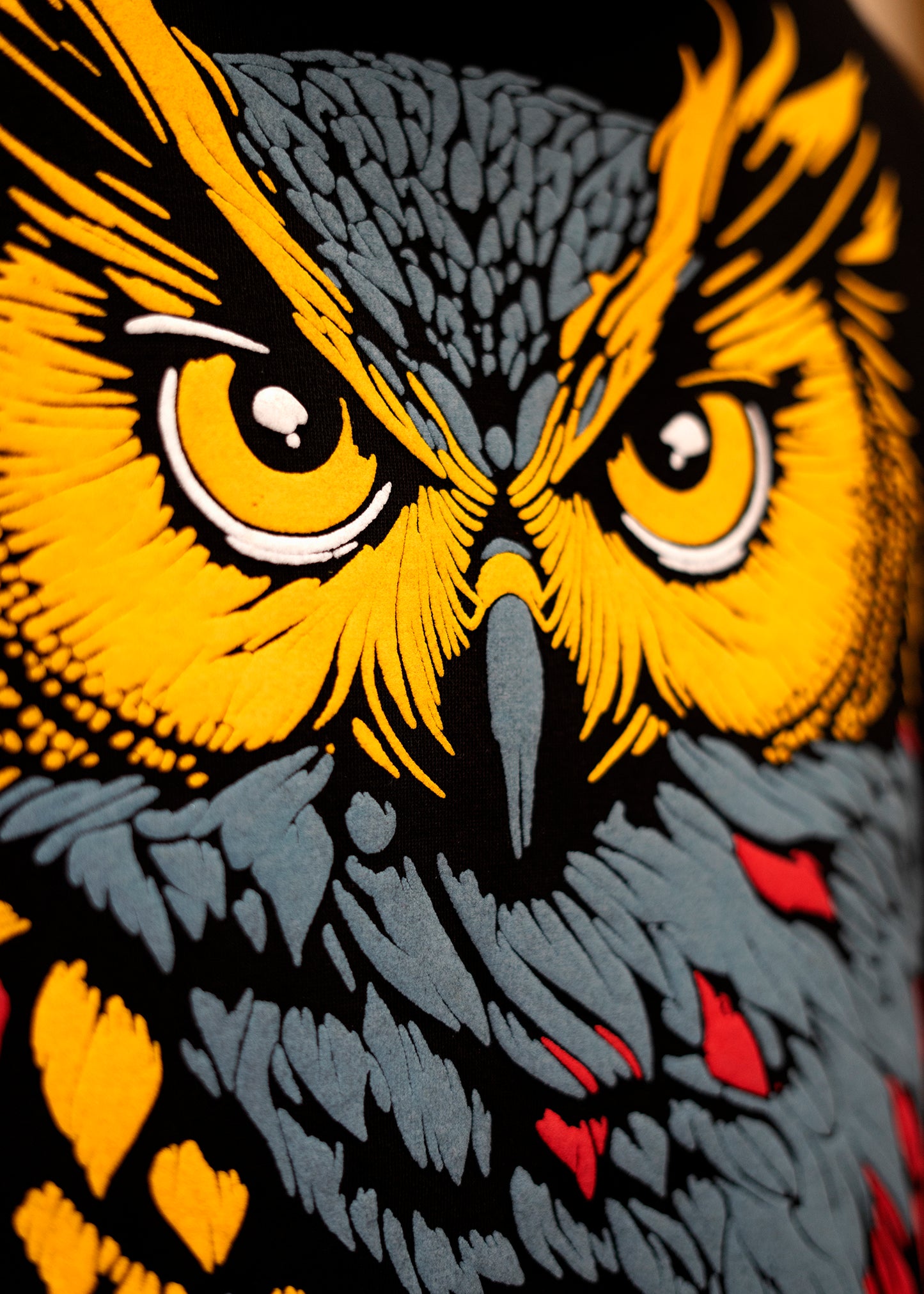 Owl Print Oversized Black Hoodie Men