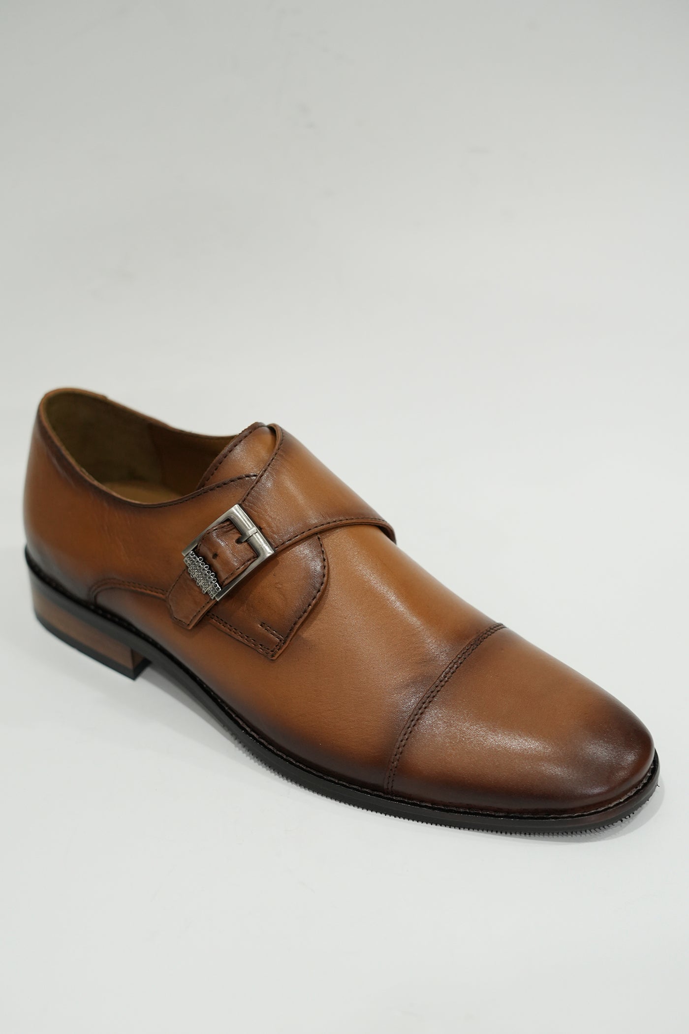 Single Monk Tan Leather Shoe