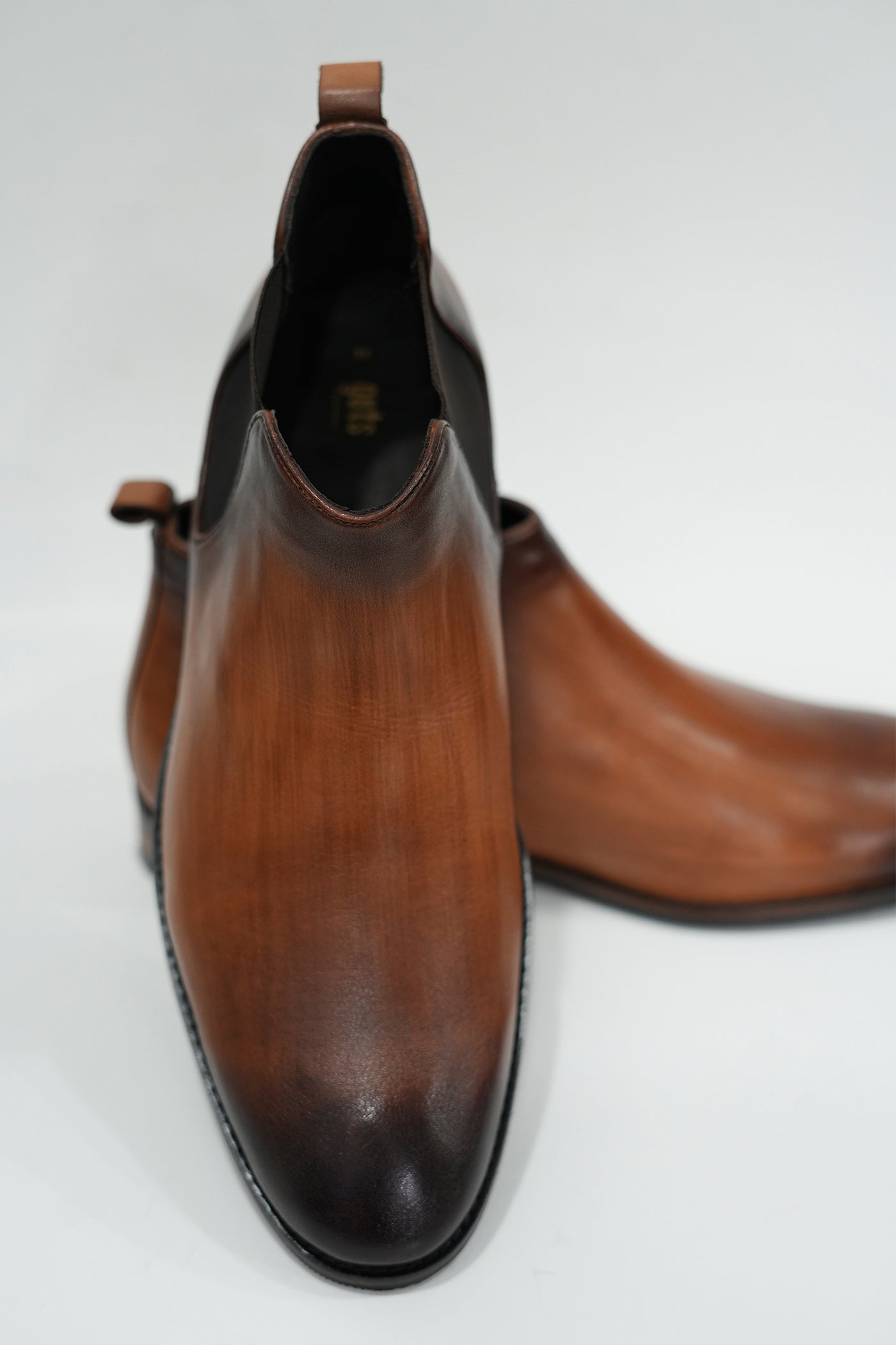 Wood Finish Brown Chelsea Boots