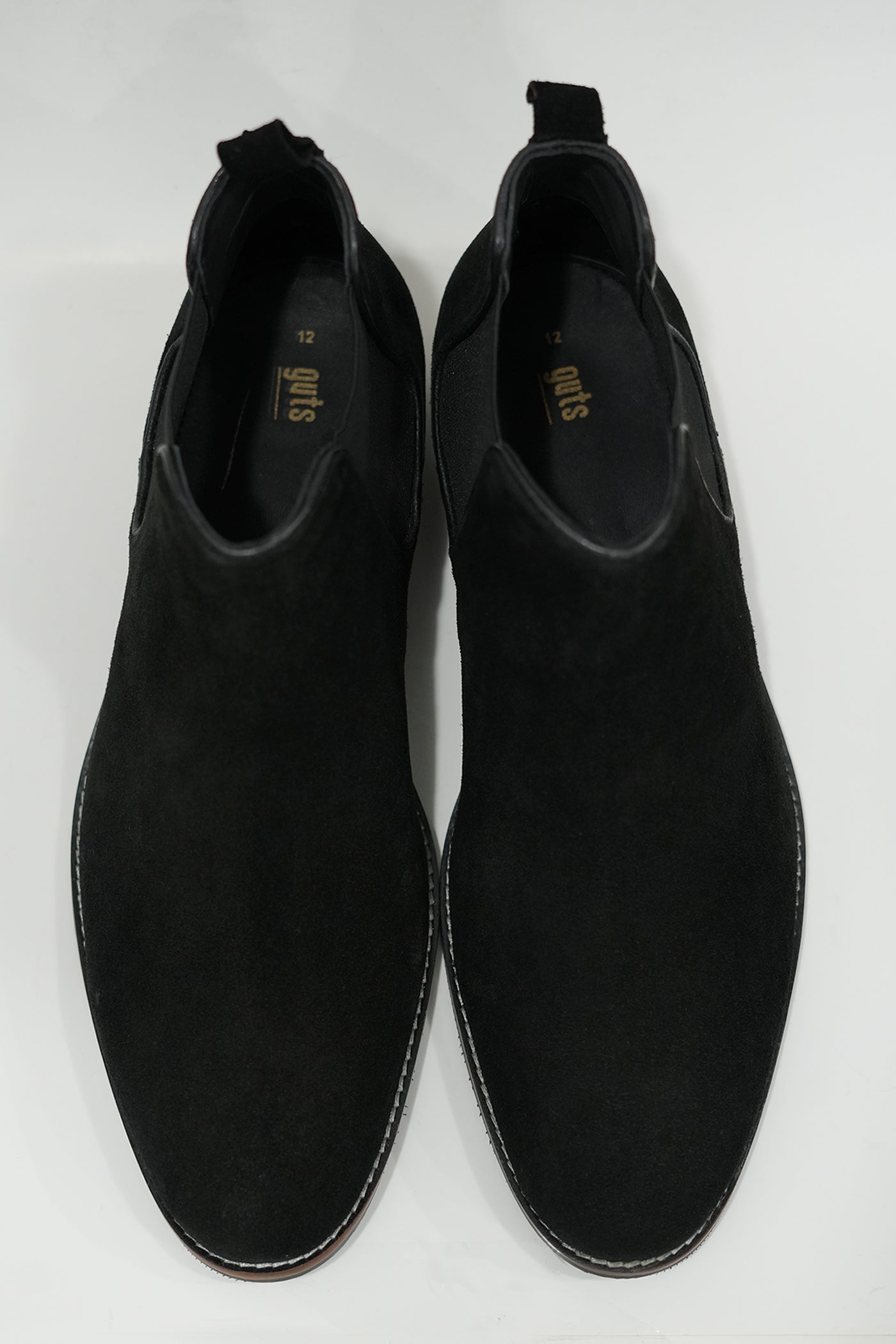 Black Suede Chelsea Boots with Wood Sole