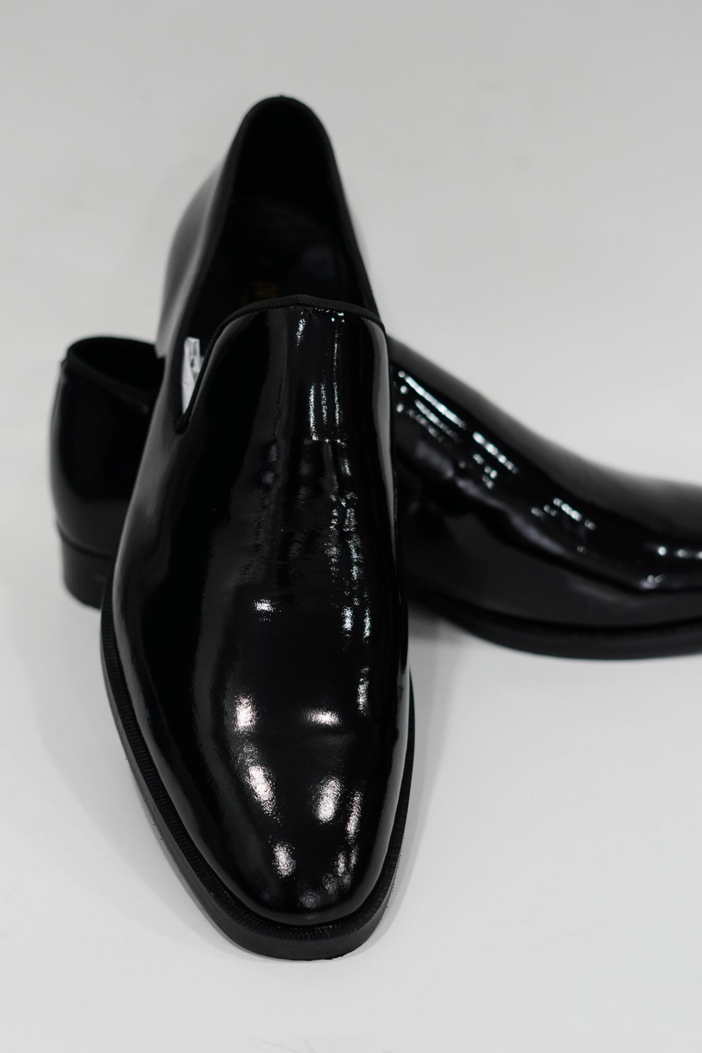 Slipon Wood Black Loafers Patent Leather