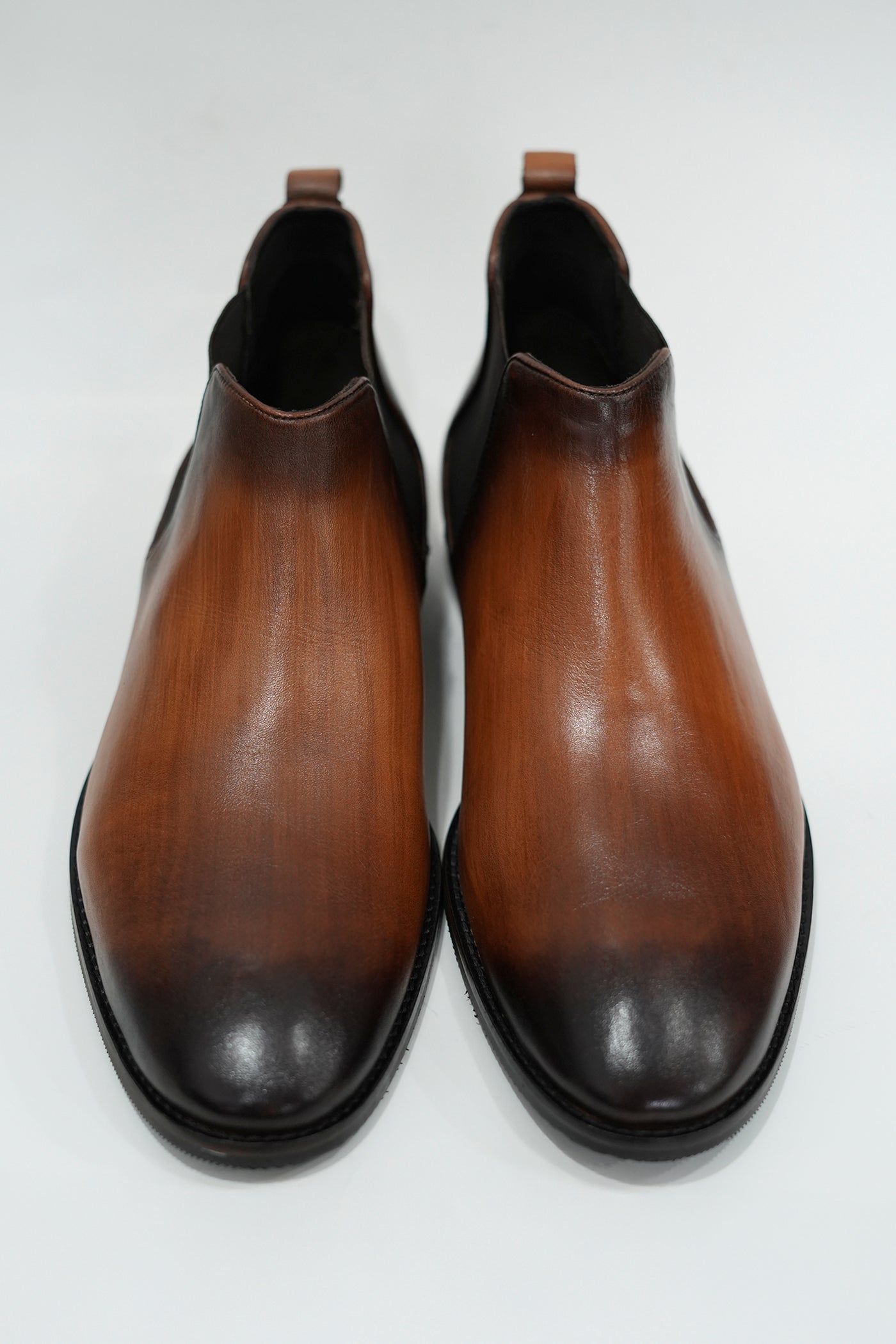 Wood Finish Brown Chelsea Boots
