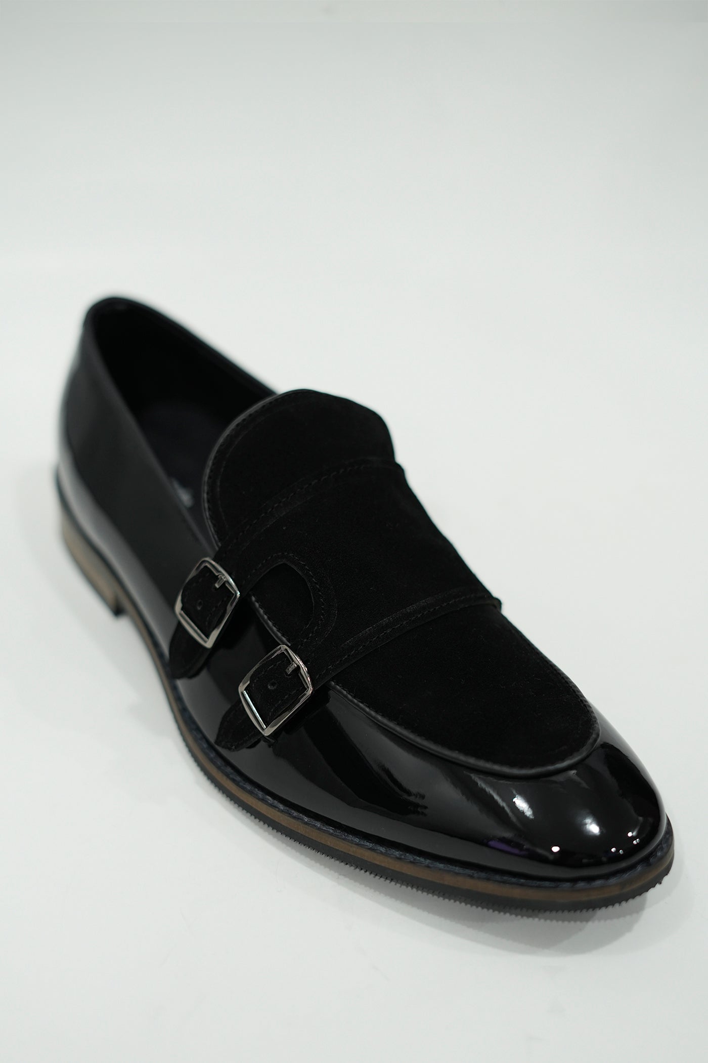 Handcrafted Double Monk Black Shoes