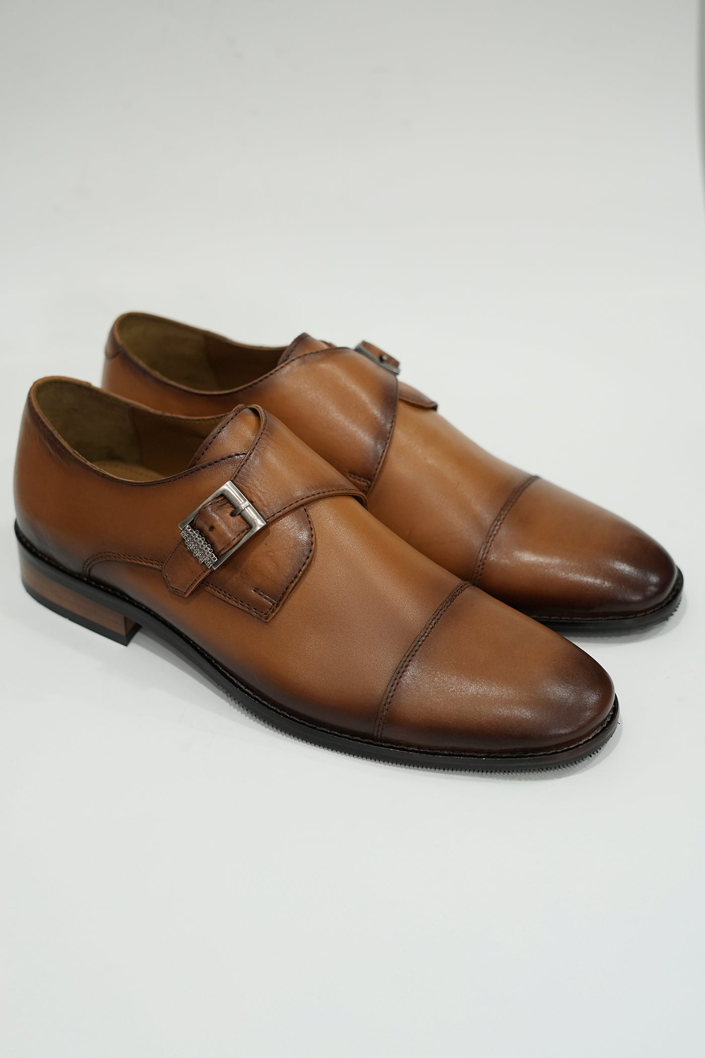 Single Monk Tan Leather Shoe