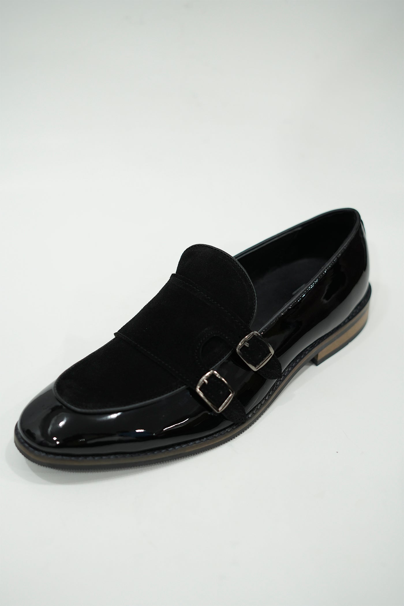 Handcrafted Double Monk Black Shoes