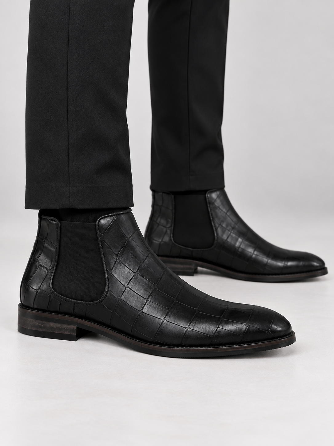 Chelsea Black Croco Boots
