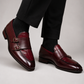 Wine Double Monk Strap Dress Shoes for Men