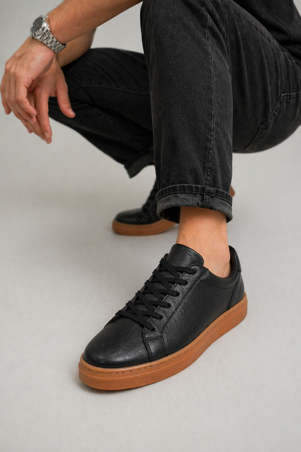 Lacer Black Grain Leather Sneaker