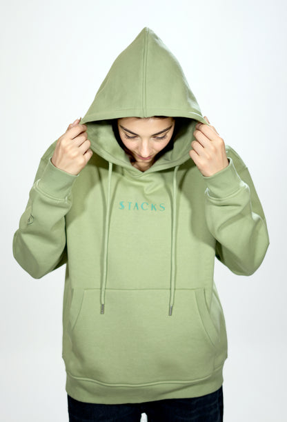 Mint Green Classic Stacks Women Hoodie