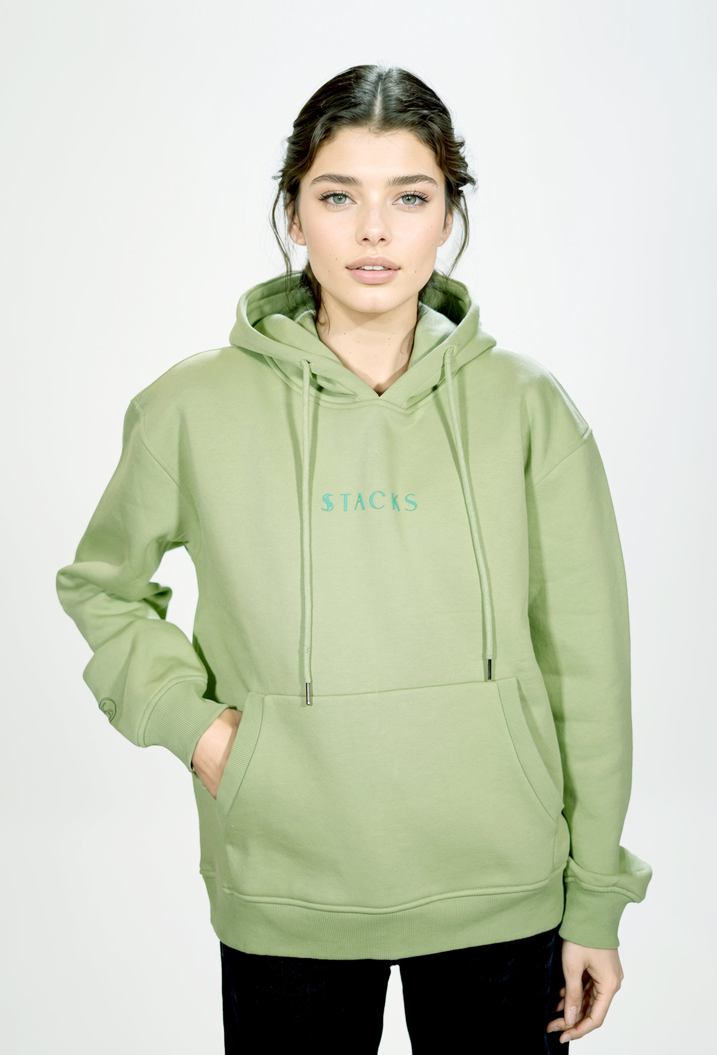 Mint Green Classic Stacks Women Hoodie