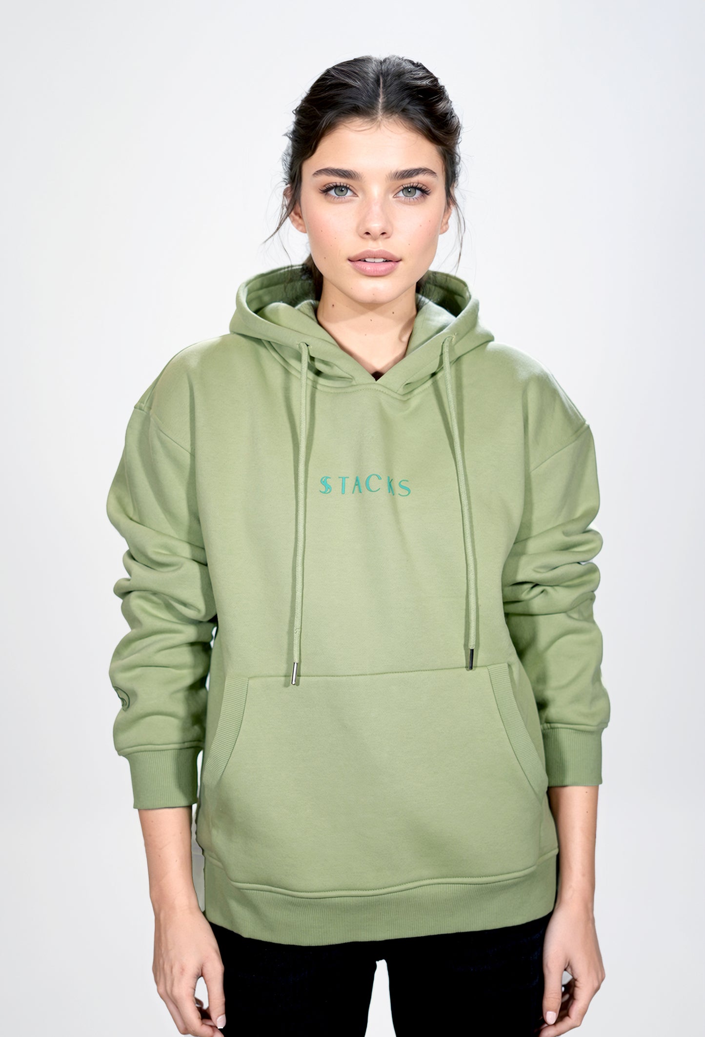 Mint Green Classic Stacks Women Hoodie