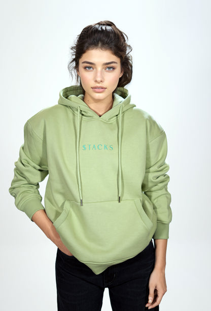 Mint Green Classic Stacks Women Hoodie