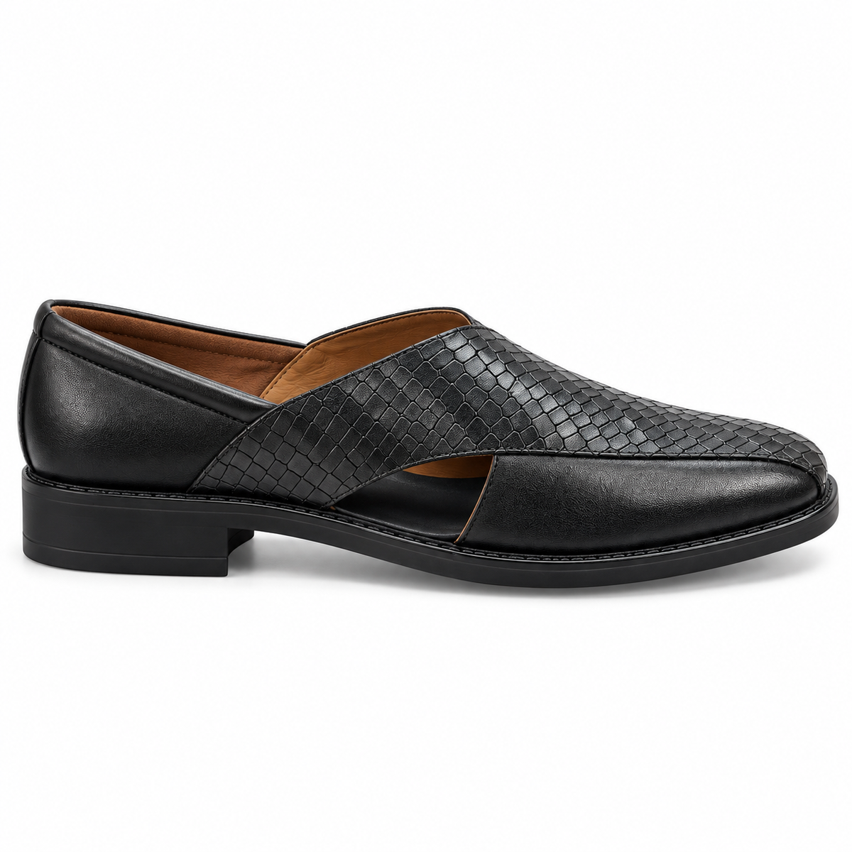 Black Leather Peshawari Jutti