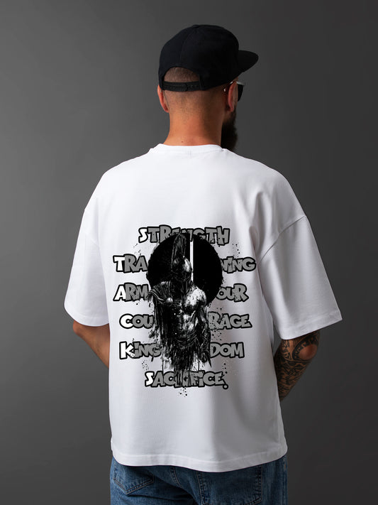 Born to Battle White Oversized T-Shirts Men