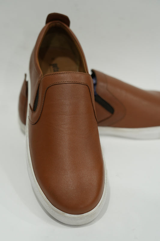 Brown White Leather Sneaker