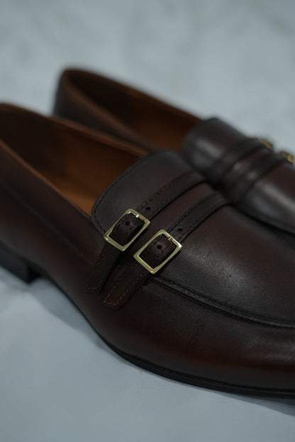 Double Monk Brown Leather Shoe