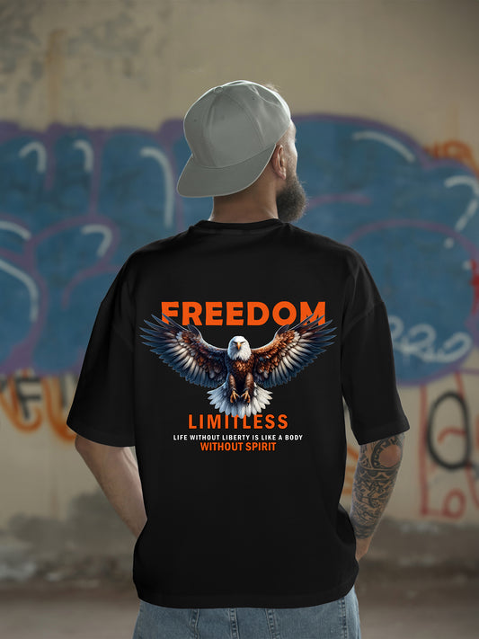 Freedom Limitess Eagle Black Oversized T-Shirts Men