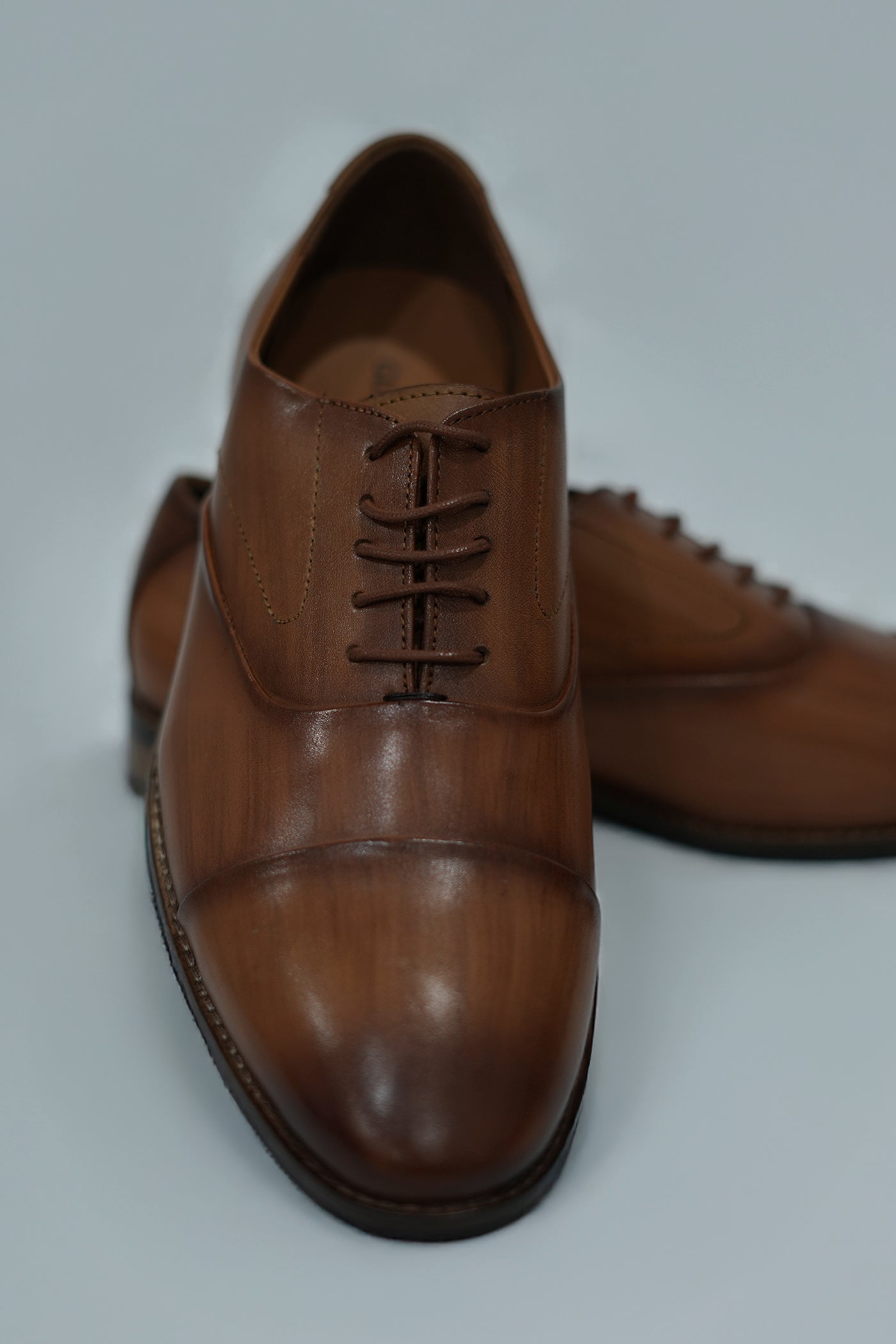 Wood Finish Tan Leather Shoes