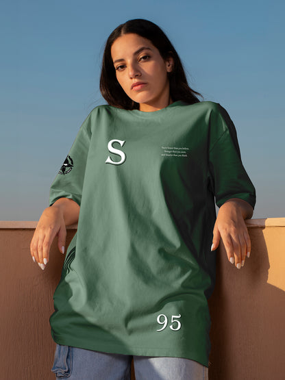 Street Swagger Sea Green Oversized T-Shirts Women