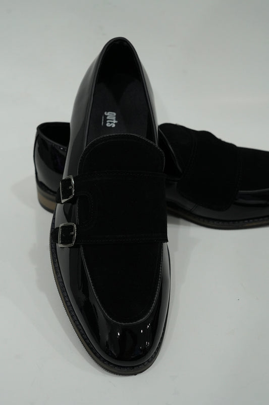 Handcrafted Double Monk Black Shoes