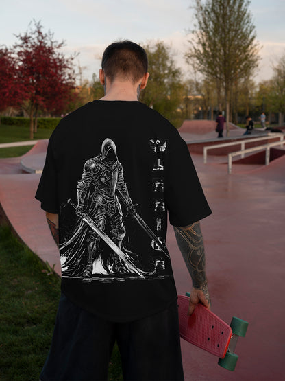 Warrior Wisdom Black Oversized T-Shirts Men