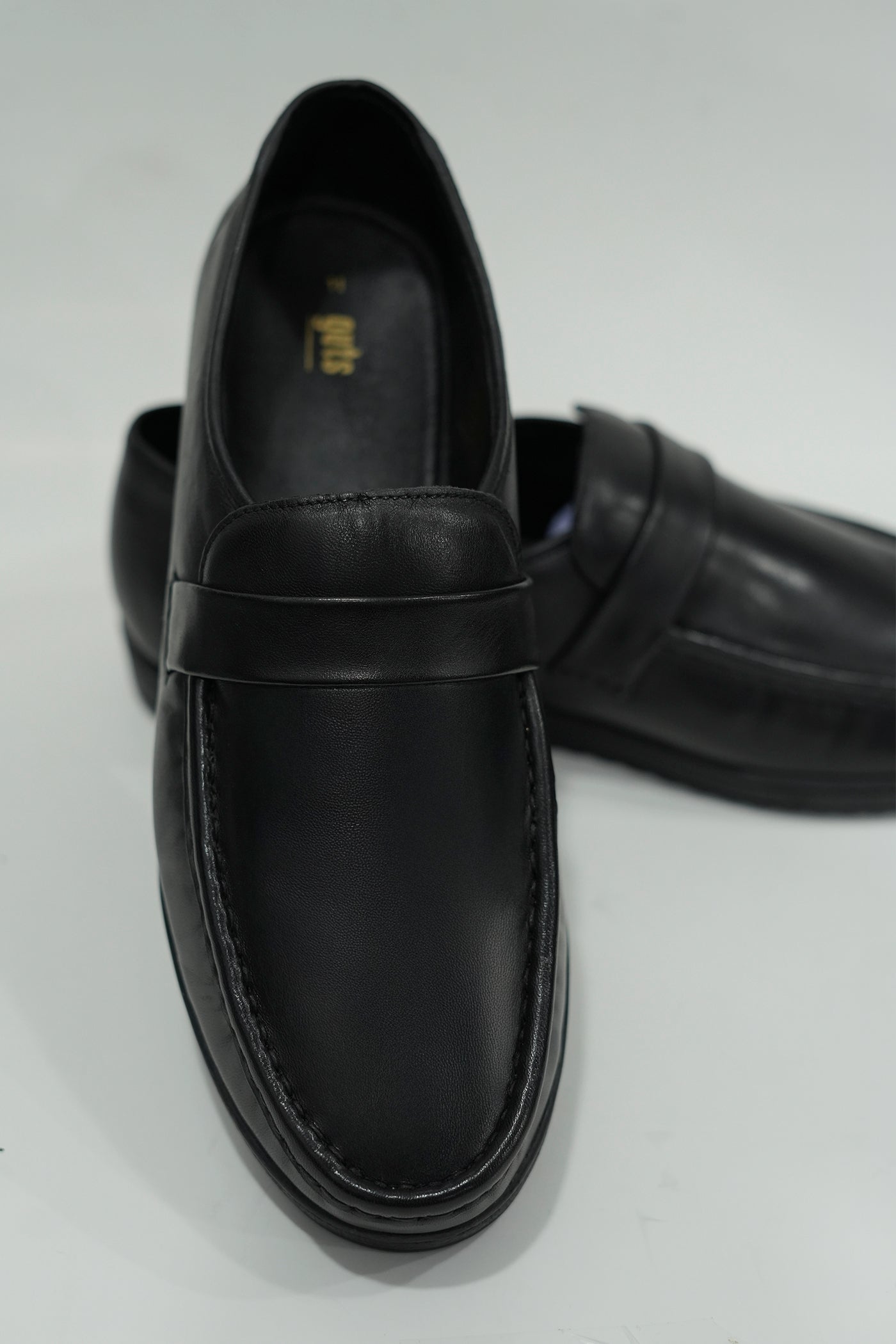 Cushion Slip-on Black Leather Shoe