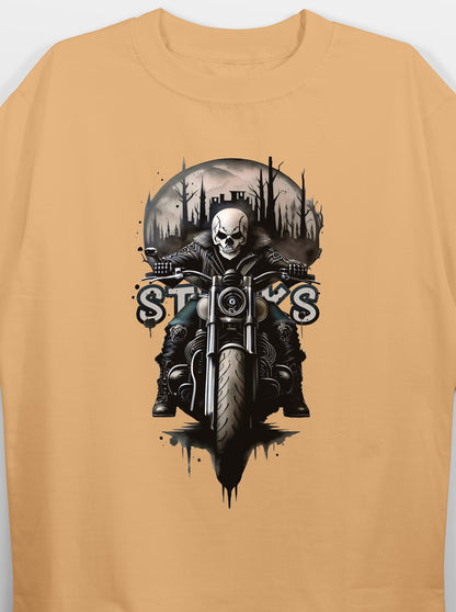 Ride in Style Beige Oversized T-Shirts Men