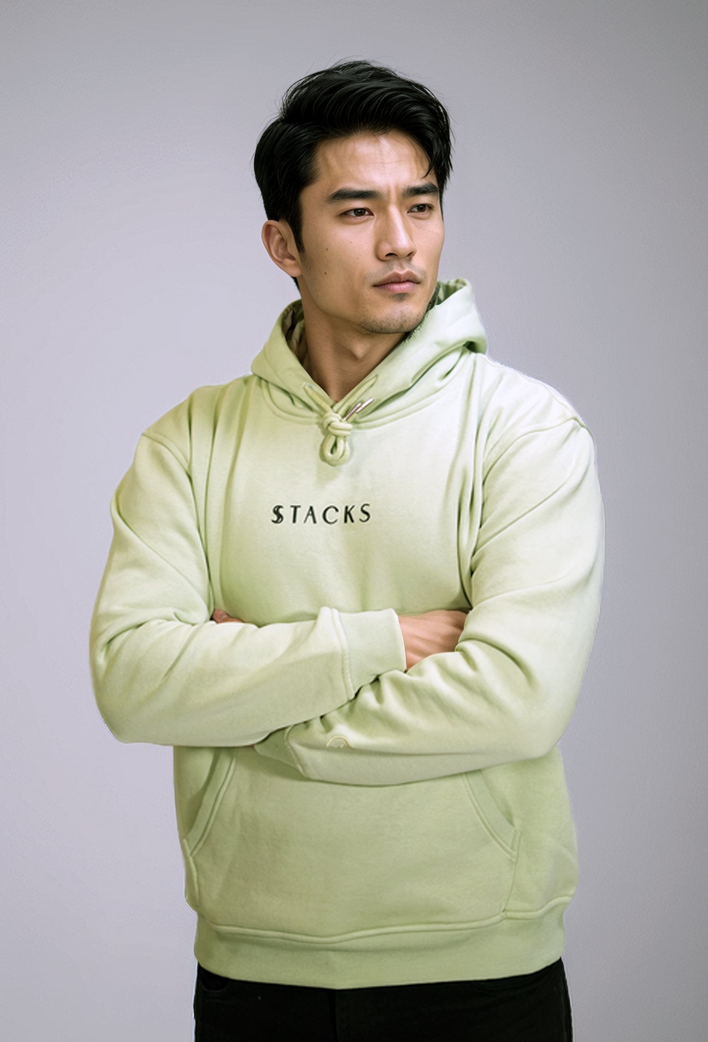 Mint Green Classic Stacks Men Hoodie