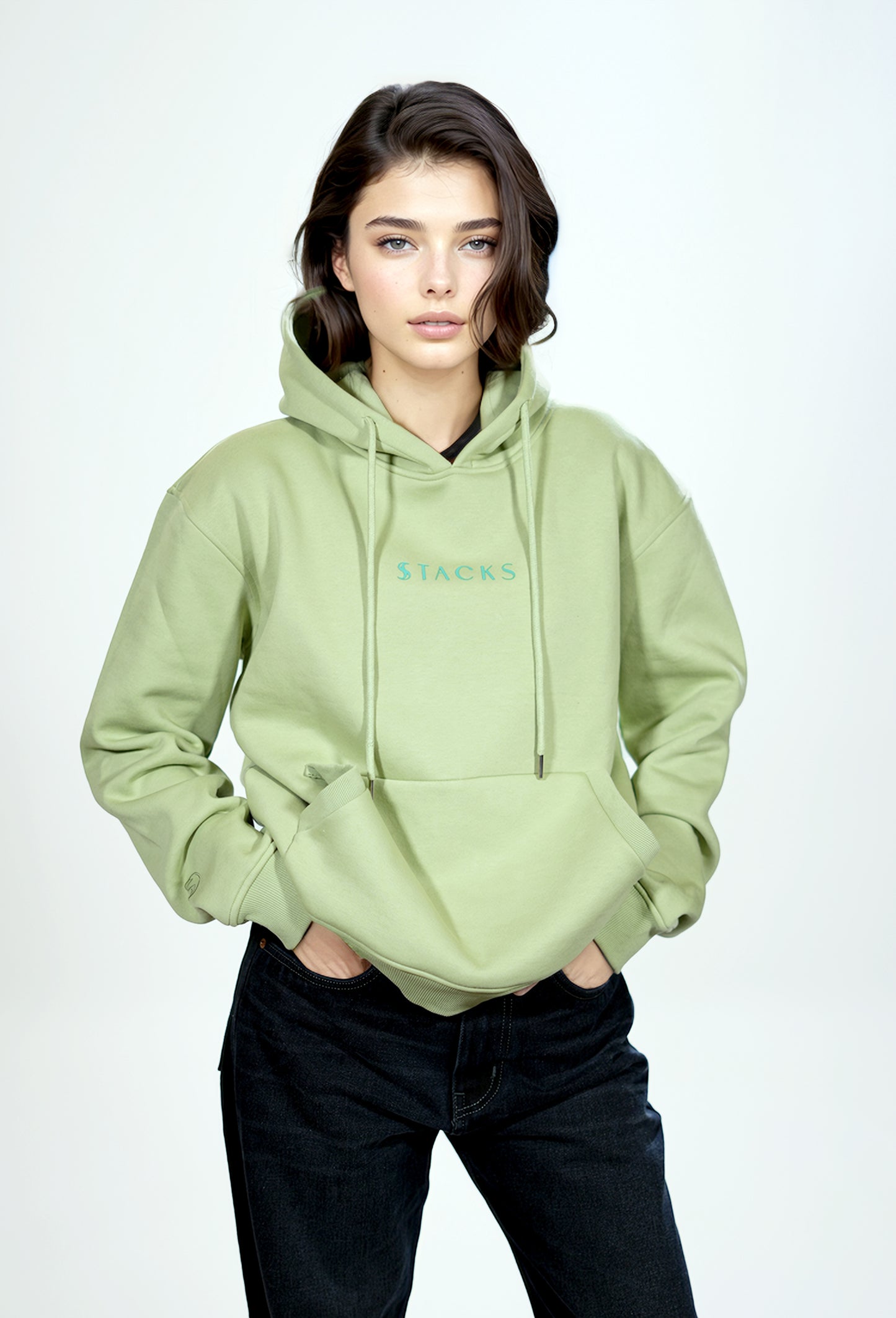 Mint Green Classic Stacks Women Hoodie