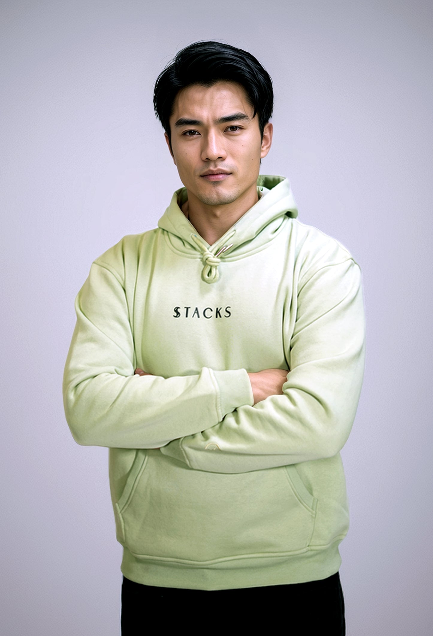 Mint Green Classic Stacks Men Hoodie