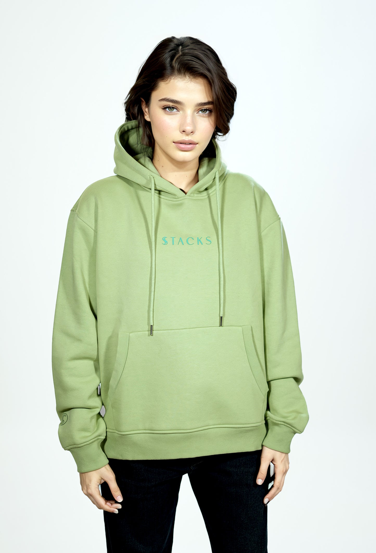 Mint Green Classic Stacks Women Hoodie