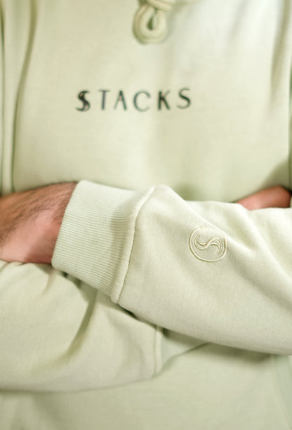 Mint Green Classic Stacks Men Hoodie