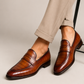 Brown Crocodile Embossed Penny Loafers