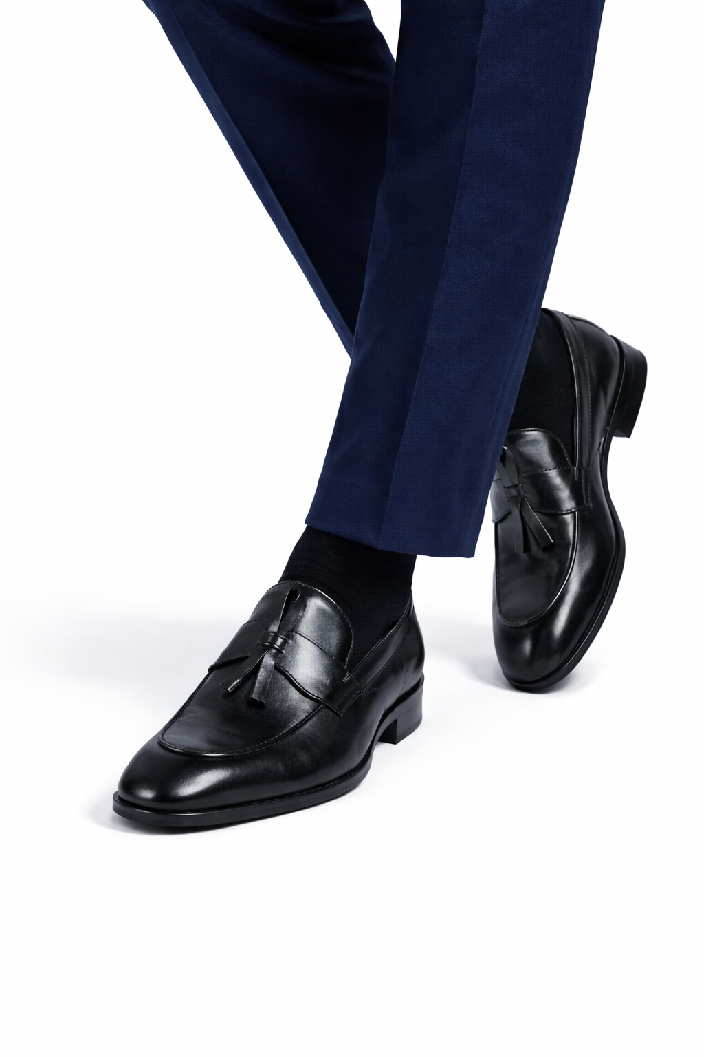 Slipon Tussle Black Leather Shoe