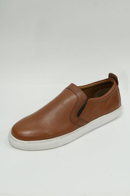 Brown White Leather Sneaker