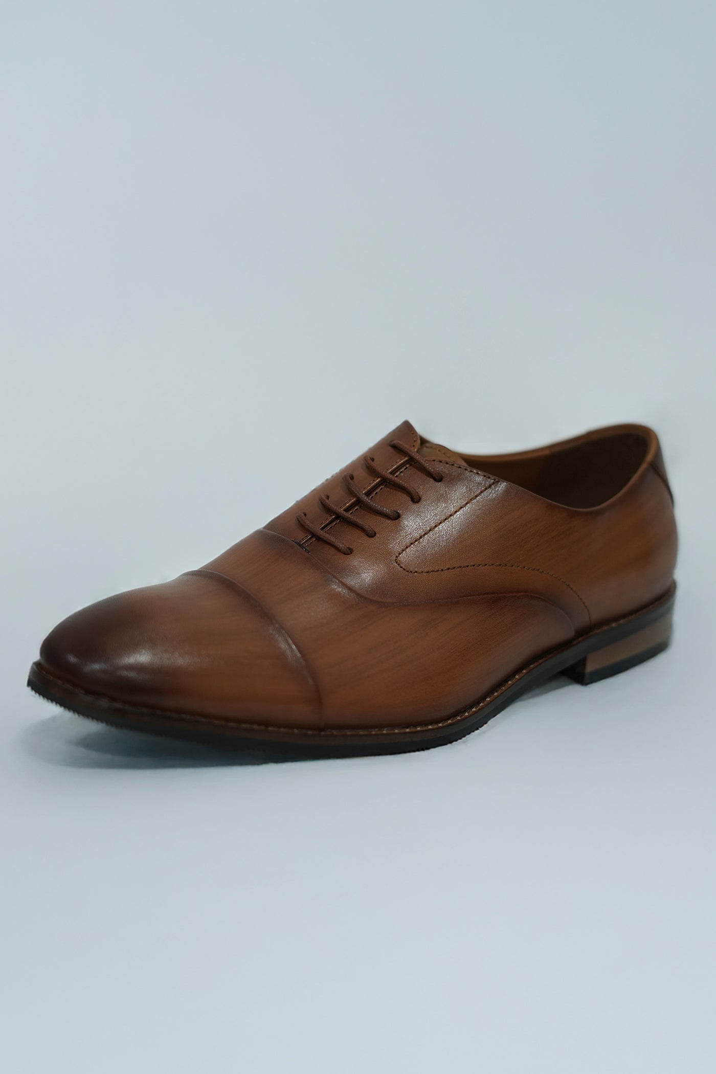 Wood Finish Tan Leather Shoes