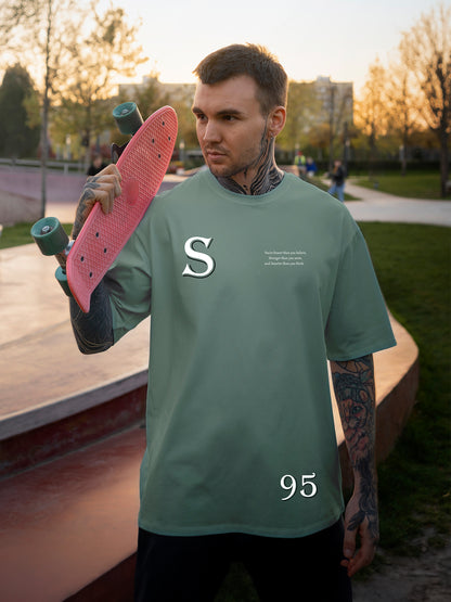 Street Swagger Sea Green Oversized T-Shirts Men