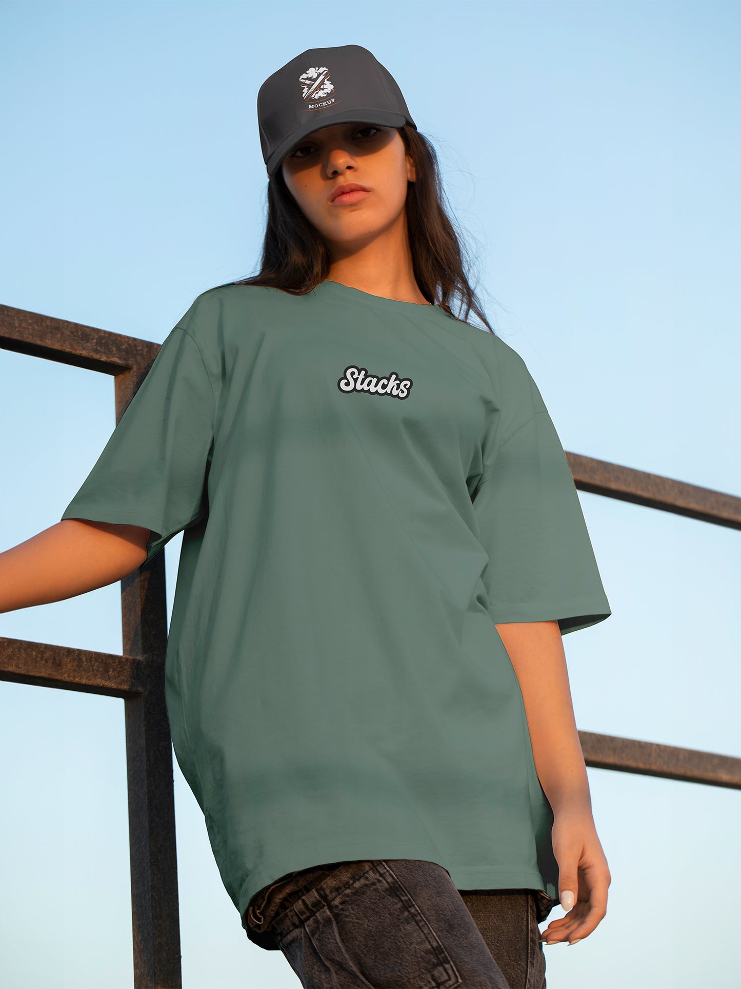 Savage Sea Green Oversized T-Shirts Women