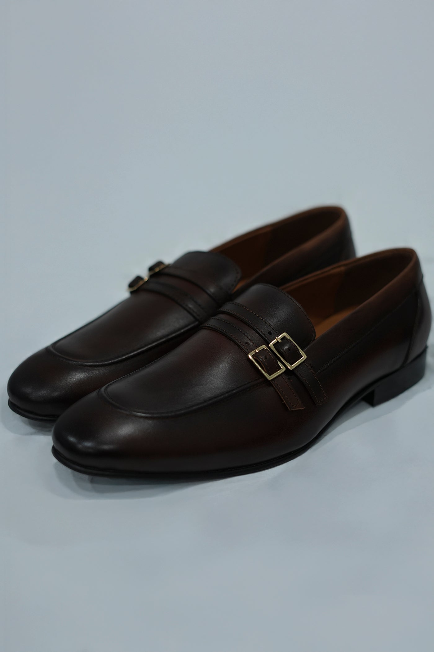 Double Monk Brown Leather Shoe