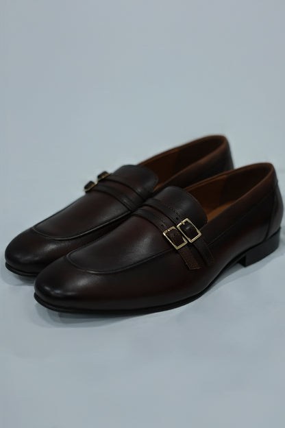 Double Monk Brown Leather Shoe