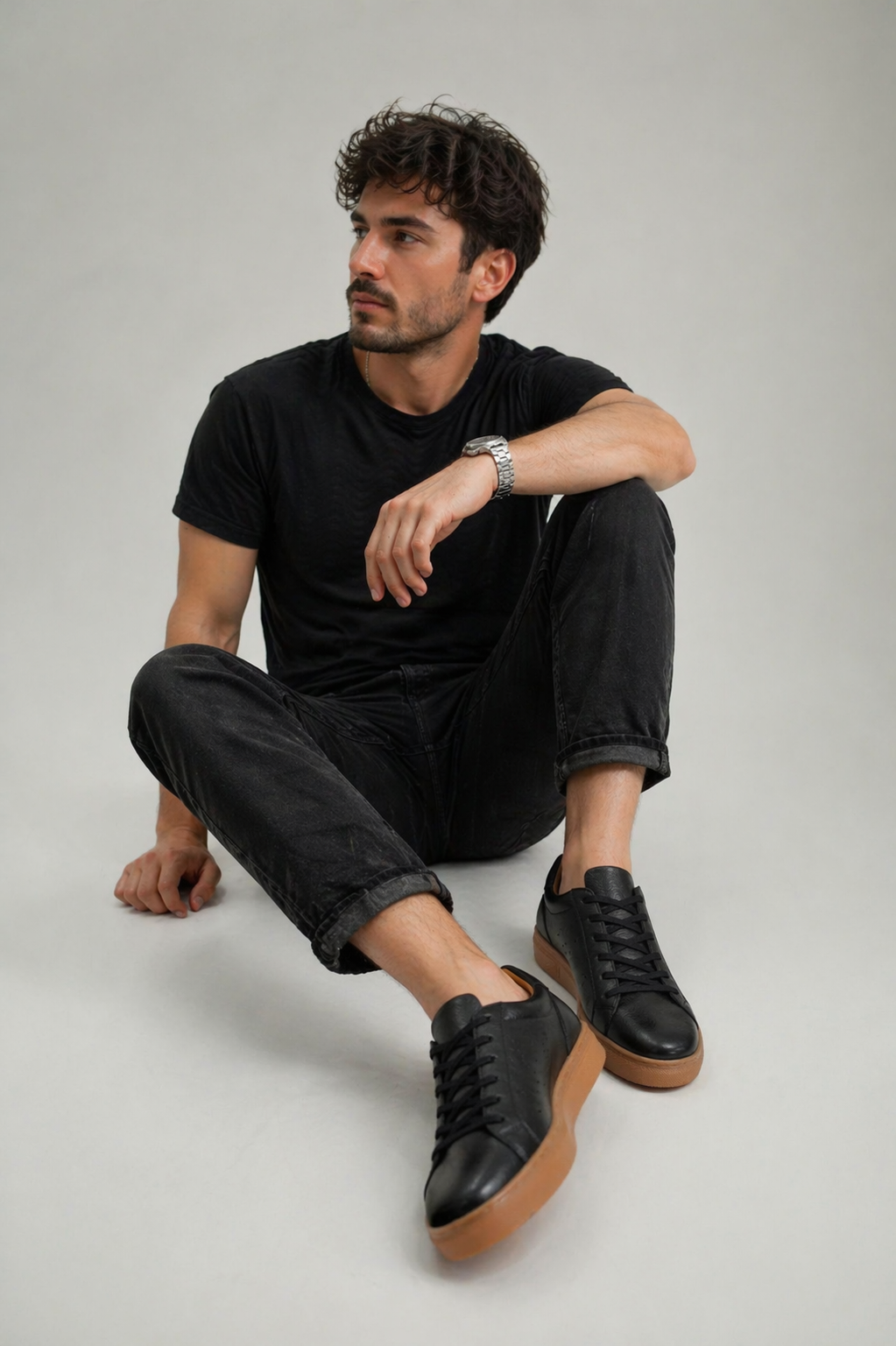 Lacer Black Grain Leather Sneaker